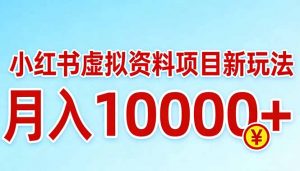 小红书虚拟资料项目最新玩法，月入10000＋-大象聊项目