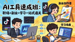 AI工具速成班：职场+副业+学习一站式通关，20+爆款类型+剪映技巧+抖音算法，0基础快速上手-大象聊项目