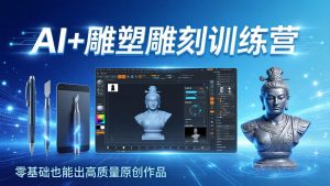 AI+雕塑雕刻训练营：从AI创作、大模型训练到3D雕刻 + 渲染，零基础也能出高质量原创作品-大象聊项目