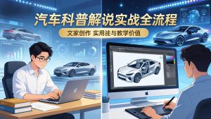 抖音汽车科普解说实战：文案+动画+画面处理+去水印全流程，打造专业汽车科普视频-大象聊项目