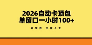 2026自动卡顶包玩法，单窗口一小时100+，可矩阵操作，无需人工【揭秘】-大象聊项目