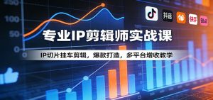 专业IP剪辑师实战课：IP切片挂车剪辑，爆款打造，多平台增收教学-大象聊项目