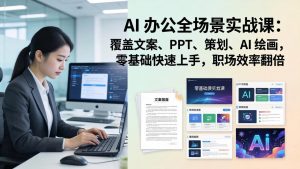 AI 办公全场景实战课：覆盖文案、PPT、策划、AI 绘画，零基础快速上手，职场效率翻倍-大象聊项目