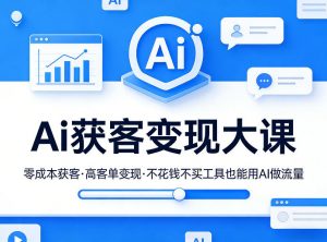 Ai获客变现大课，零成本获客，高客单变现，不花钱不买工具也能用AI做流量-大象聊项目