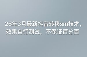26年3月最新抖音转移sm技术，效果自行测试，不保证百分百-大象聊项目