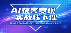 AI获客变现实战线下课：配套提示词+逐字稿+PPT，手把手教你用AI做流量变现-大象聊项目