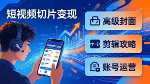 短视频切片变现速成班2.0：高级封面+剪辑攻略+账号运营，0基础小白快速入局副业-大象聊项目