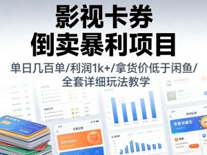 影视卡券倒卖暴利项目，单日几百单，利润1k+，拿货价低于闲鱼，全套详细玩法教学【揭秘】-大象聊项目