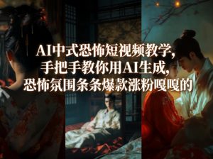AI中式恐怖短视频教学,手把手教你用AI生成,恐怖氛围条条爆款涨粉嘎嘎的-大象聊项目