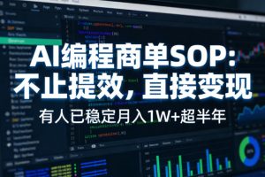 AI编程商单SOP，AI编程不能只给工作提效，还要直接变现，有人已经稳定月入1W+半年了-大象聊项目