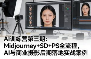 AI训练营第三期：Midjourney+SD+PS全流程，AI与商业摄影后期落地实战案例-大象聊项目