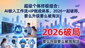 超级个体终极组合：AI嵌入工作流+IP做成体系，2026一起破局，要么升级要么被淘汰-大象聊项目