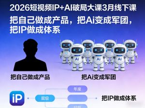 2026短视频IP+AI破局大课3月线下课，把自己做成产品，把Ai变成军团，把IP做成体系-大象聊项目