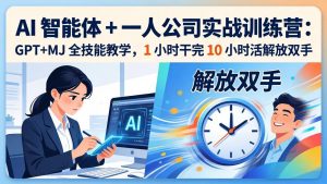 AI 智能体 + 一人公司实战训练营:GPT+MJ 全技能教学,1 小时干完 10 小时活解放双手-大象聊项目