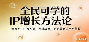全民可学的IP增长方法论:一鱼多吃、内容布局、私域成交,助力普通人百万营收-大象聊项目