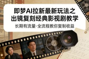 即梦AI拉新最新玩法之出镜复刻经典影视剧教学，长期有流量，全流程教你复制收益-大象聊项目