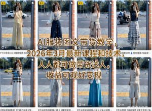 AI服装图文带货教学，2026年3月最新课程和技术，人人都可做带货达人，收益可观好变现-大象聊项目