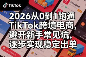 2026从0到1跑通TikTok跨境电商，避开新手常见坑，逐步实现稳定出单-大象聊项目