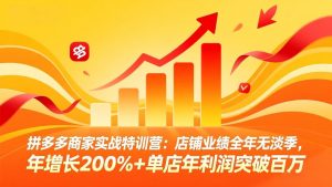 拼多多商家实战特训营:店铺业绩全年无淡季,年增长200%+单店年利润突破百万(26年4月2日更新-大象聊项目