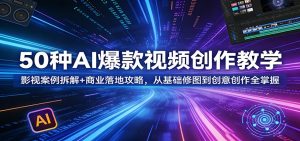 50种AI爆款视频创作教学：影视案例拆解+商业落地攻略，从基础修图到创意创作全掌握-大象聊项目