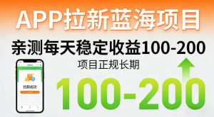APP拉新蓝海项目，亲测每天稳定收益100-200，项目正规长期-大象聊项目