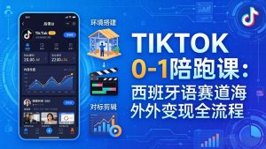 TIKTOK 0-1 陪跑课：从环境搭建到刷对标剪辑，西班牙语赛道海外变现全流程-大象聊项目