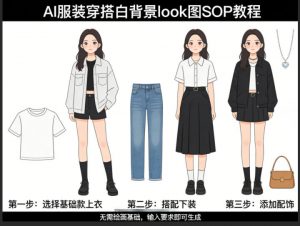 AI服装穿搭白背景look图SOP教程，不用会画画，提几句具体要求，AI就能还你一个奇迹-大象聊项目