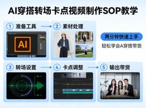 AI穿搭转场卡点视频制作SOP教学，两分钟快速上手，轻松学会AI穿搭带货-大象聊项目