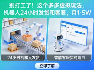 别打工了！这个多多虚拟玩法，机器人24小时发货和客服，月1-5W【揭秘】-大象聊项目