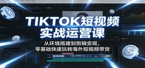 TIKTOK短视频实战运营课：从环境搭建到剪辑变现，零基础快速玩转海外短视频带货-大象聊项目