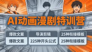 AI动画漫剧特训营:爆款文案+导演剪辑:225种开头公式+25种衔接模板,两小时剪电影级大片-大象聊项目