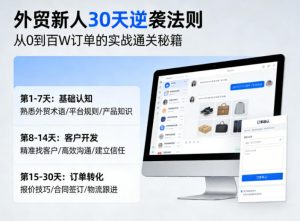 外贸新人30天逆袭法则，教你从0到百W订单的实战通关秘籍-大象聊项目