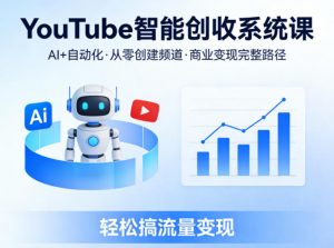 YouTube智能创收系统课,AI+自动化,从零创建YouTube频道并实现商业变现的完整路径,轻松搞流量变现-大象聊项目