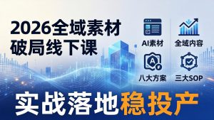 2026全域素材破局线下课：AI素材+全域内容+八大方案+三大SOP，实战落地稳投产-大象聊项目