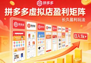 实测可落地!拼多多虚拟店长久盈利玩法,矩阵放大收益,日入1k+不难【揭秘】-大象聊项目