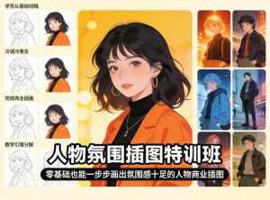 人物氛围插图特训班，零基础也能一步步画出氛围感十足的人物商业插图-大象聊项目