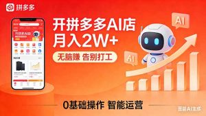 开一家拼多多AI店，月入2W+，无脑赚，告别打工，附SOP手册-大象聊项目