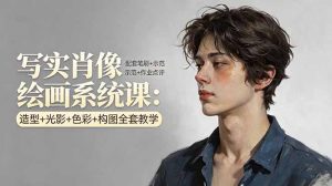 写实肖像绘画系统课:造型+光影+色彩+构图全套教学,配套笔刷+示范+作业点评-大象聊项目