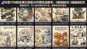 抖音17W粉丝博主亲授AI作图实战教学,0基础轻松学,可入创作者伙伴计划,接单收徒双增收-大象聊项目