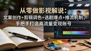 从零做影视解说：文案创作+剪辑调色+选剧爆点+推流机制，手把手打造高流量变现账号-大象聊项目
