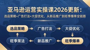 亚马逊运营实操课2026更新：选品策略+广告打法+大促优化，从新品推广到旺季爆单全链路-大象聊项目