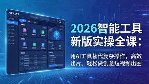 2026智能工具新版实操全课：用AI工具替代复杂操作，高效出片、轻松做创意短视频出圈-大象聊项目