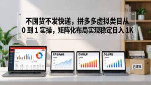 不囤货不发快递，拼多多虚拟类目从 0 到 1 实操，矩阵化布局实现稳定日入 1K-大象聊项目