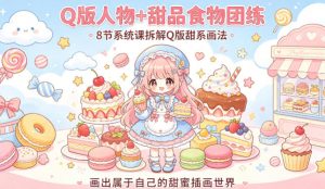 Q版人物+甜品食物团练，8节系统课拆解Q版甜系画法，画出属于自己的甜蜜插画世界-大象聊项目