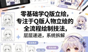 零基础学Q版立绘，专注于Q版人物立绘的全流程绘制技法，层层递进，系统拆解-大象聊项目