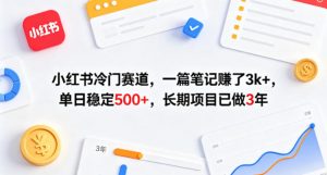 小红书冷门赛道，一篇笔记賺了3k+，单日稳定500+，长期项目已做3年【揭秘】-大象聊项目