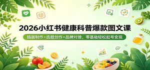 2026小红书健康科普爆款图文课：插画制作+选题创作+品牌对接，零基础轻松起号变现-大象聊项目