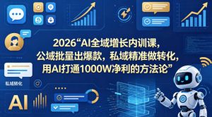 2026AI全域增长内训课，公域批量出爆款，私域精准做转化，用AI打通1000W净利的方法论-大象聊项目