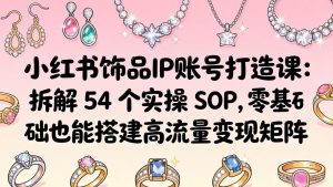 小红书饰品IP账号打造课：拆解 54 个实操 SOP，零基础也能搭建高流量变现矩阵-大象聊项目