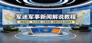 军迷军事新闻解说教程：0基础起号，热点选题+文案剪辑+消重变现全流程教学-大象聊项目